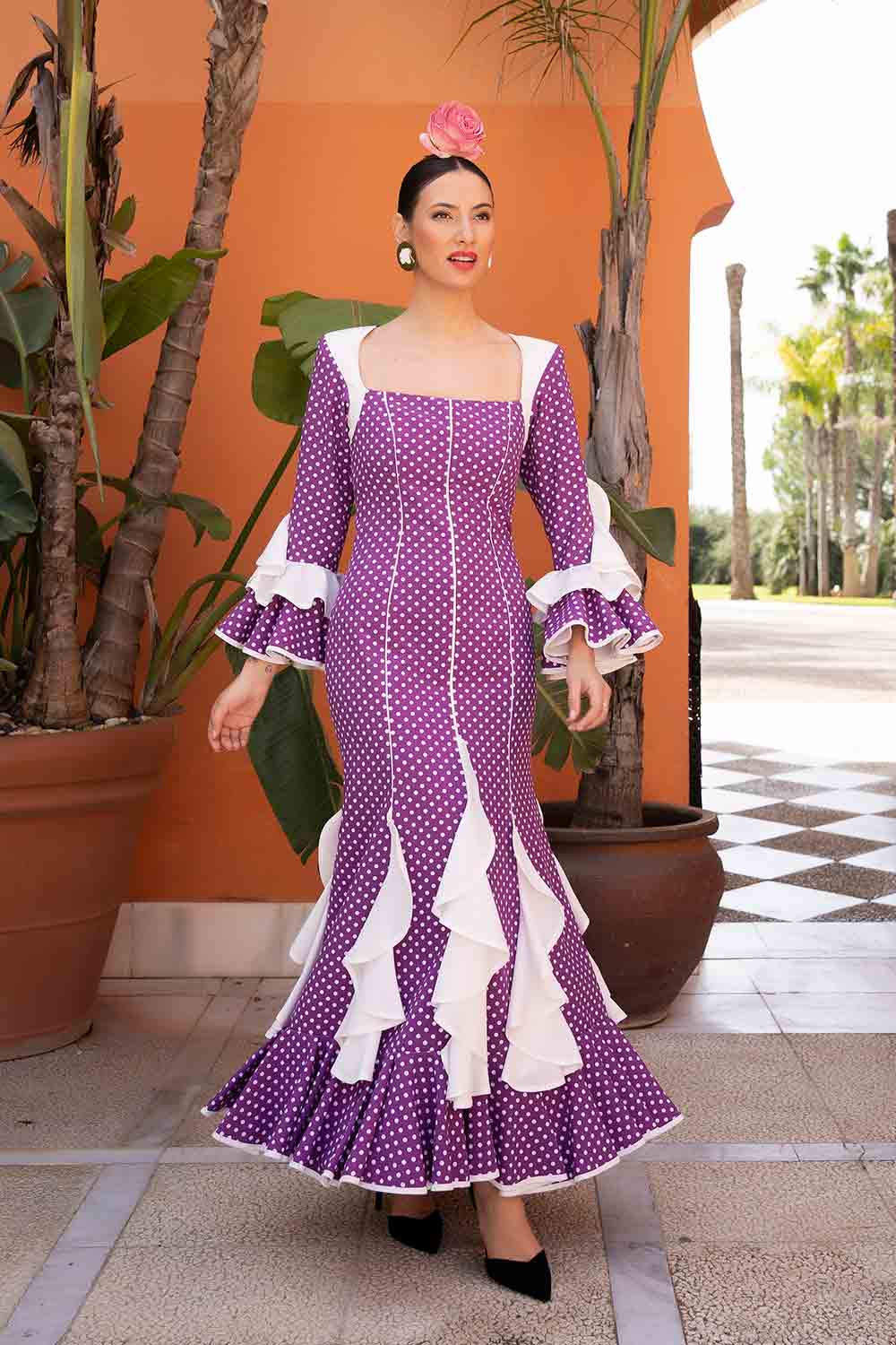 Vestido Lucía morado L/Bco pequeño