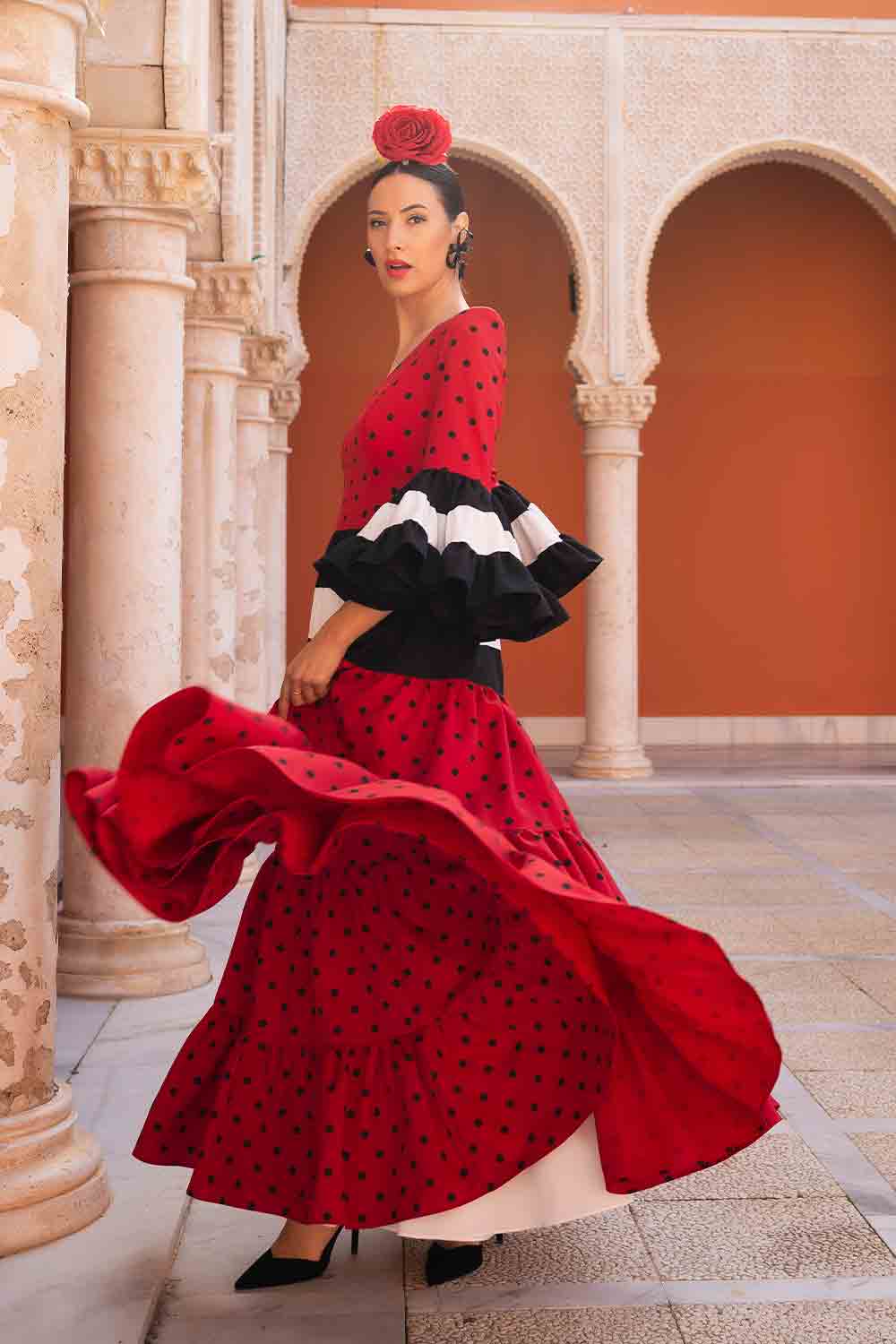 Vestido Cayetana rojo L/negro pequeño