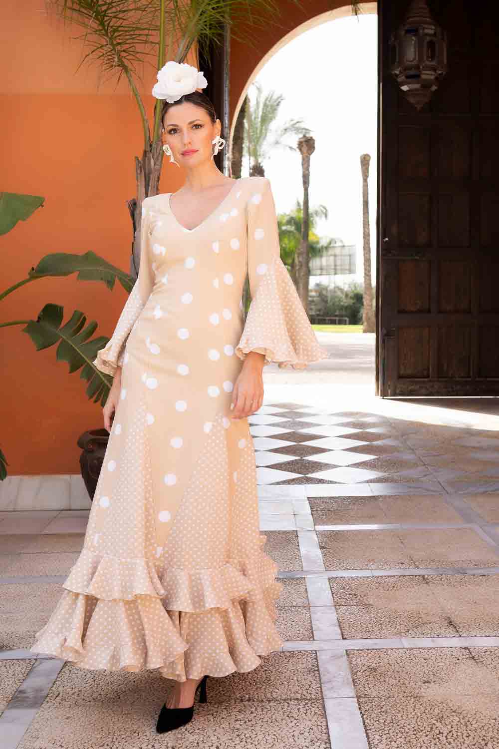 Vestido Rocío camel L/Bco grande