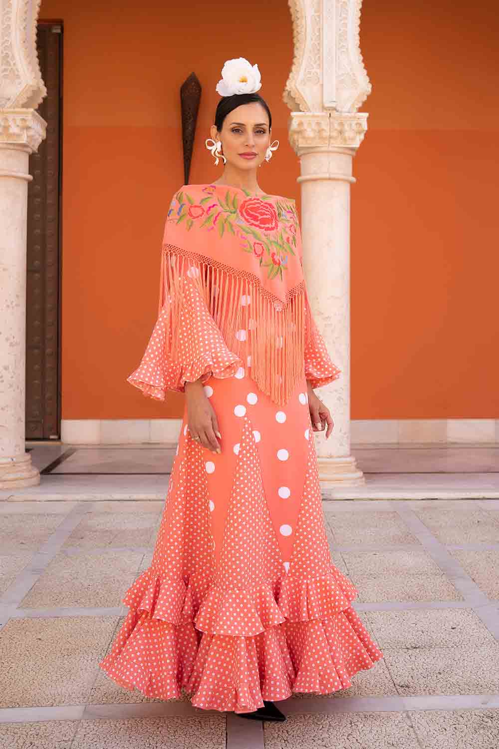 Vestido Rocío coral L/Bco grande