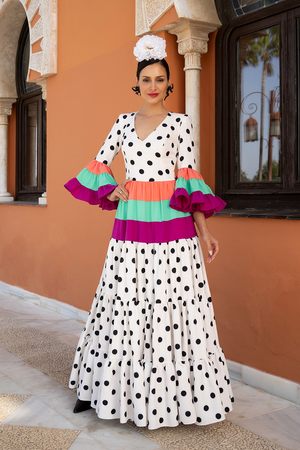 Vestido Cayetana blanco L/Negro grande