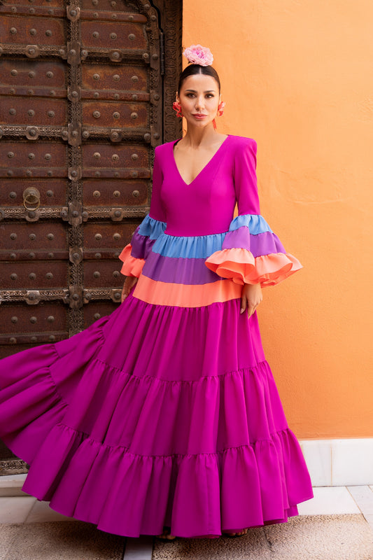 Vestido Cayetana buganvilla
