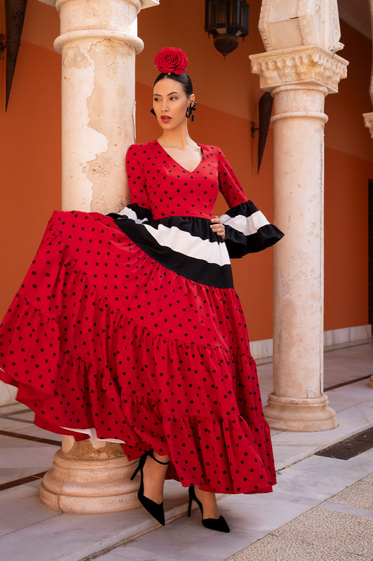 Vestido Cayetana rojo L/negro pequeño