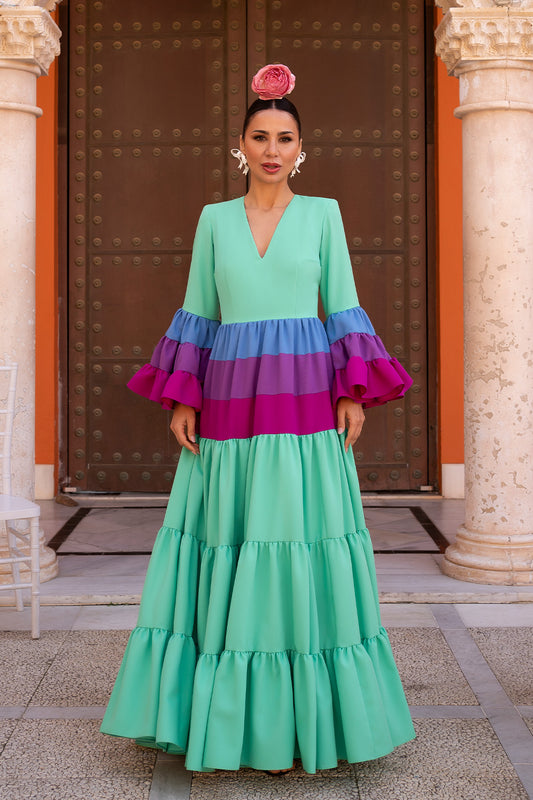 Vestido Cayetana verde agua