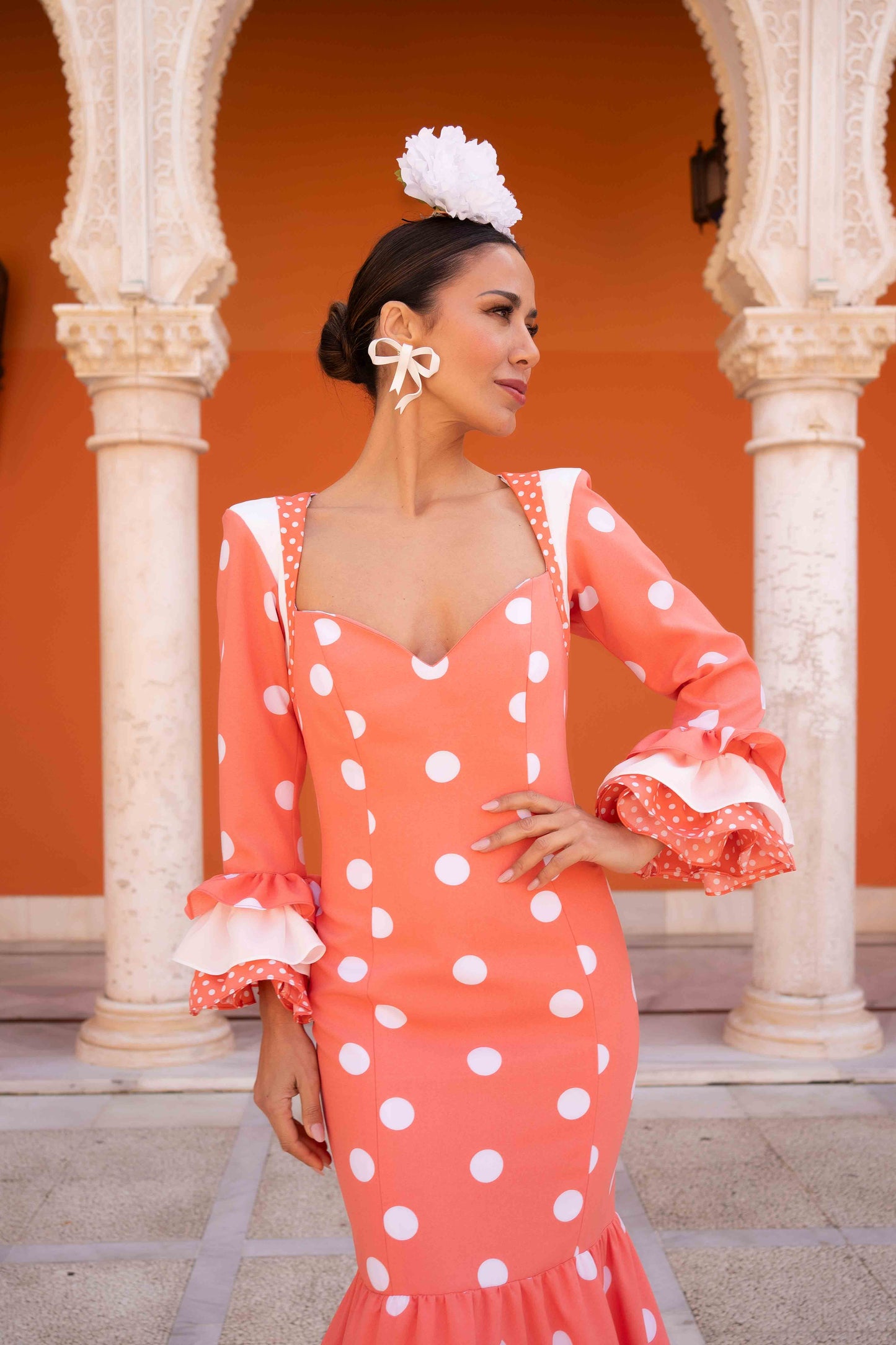 Vestido Ana coral L/Bco grande