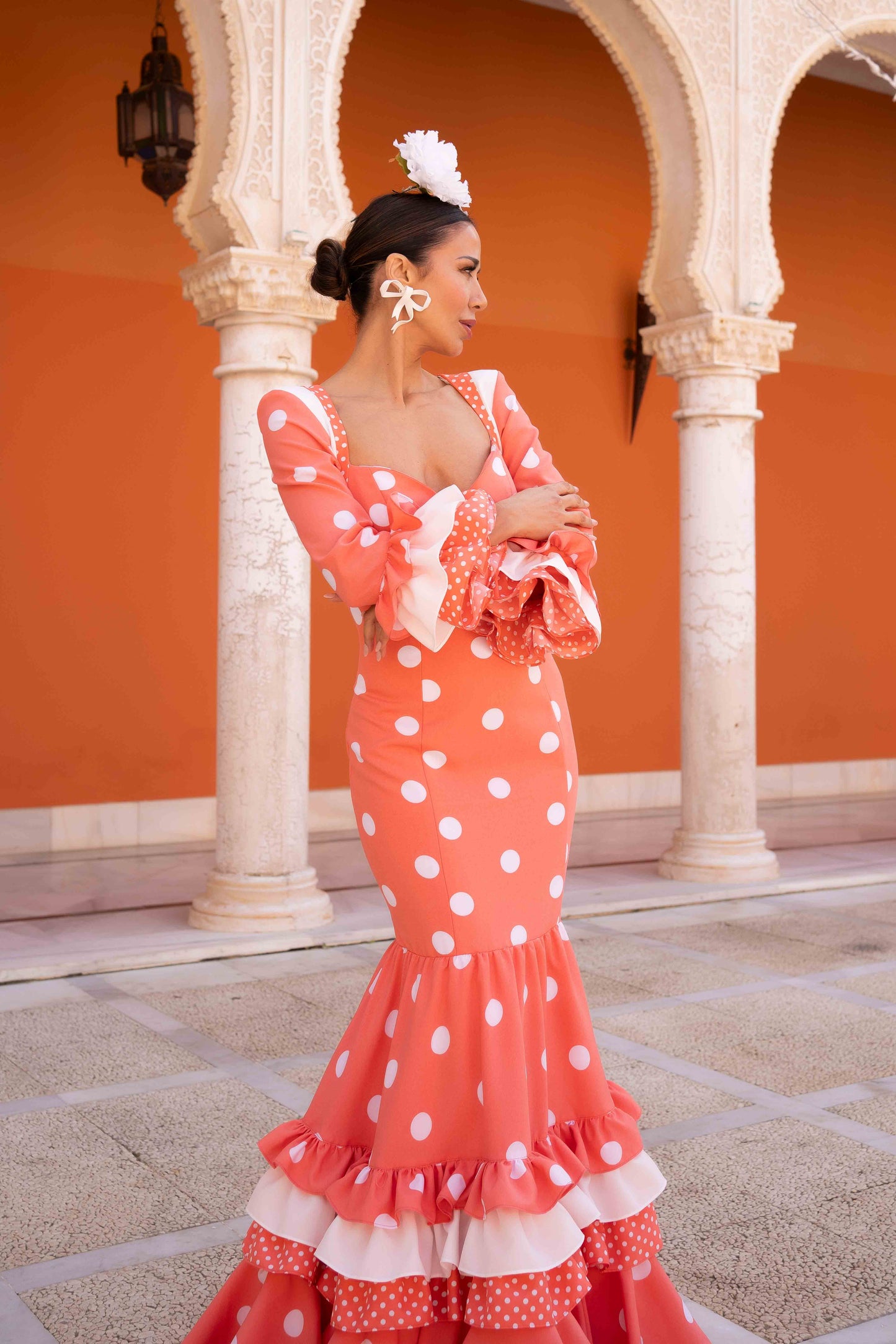 Vestido Ana coral L/Bco grande