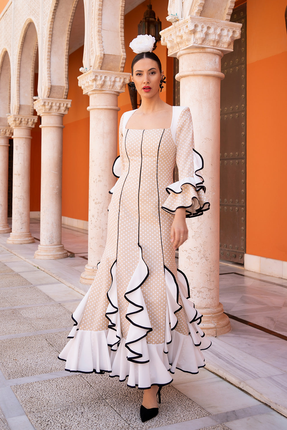 Vestido Lucía camel L/Bco pequeño