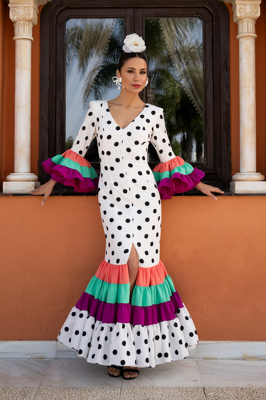 Vestido Carmen blanco L/negro grande