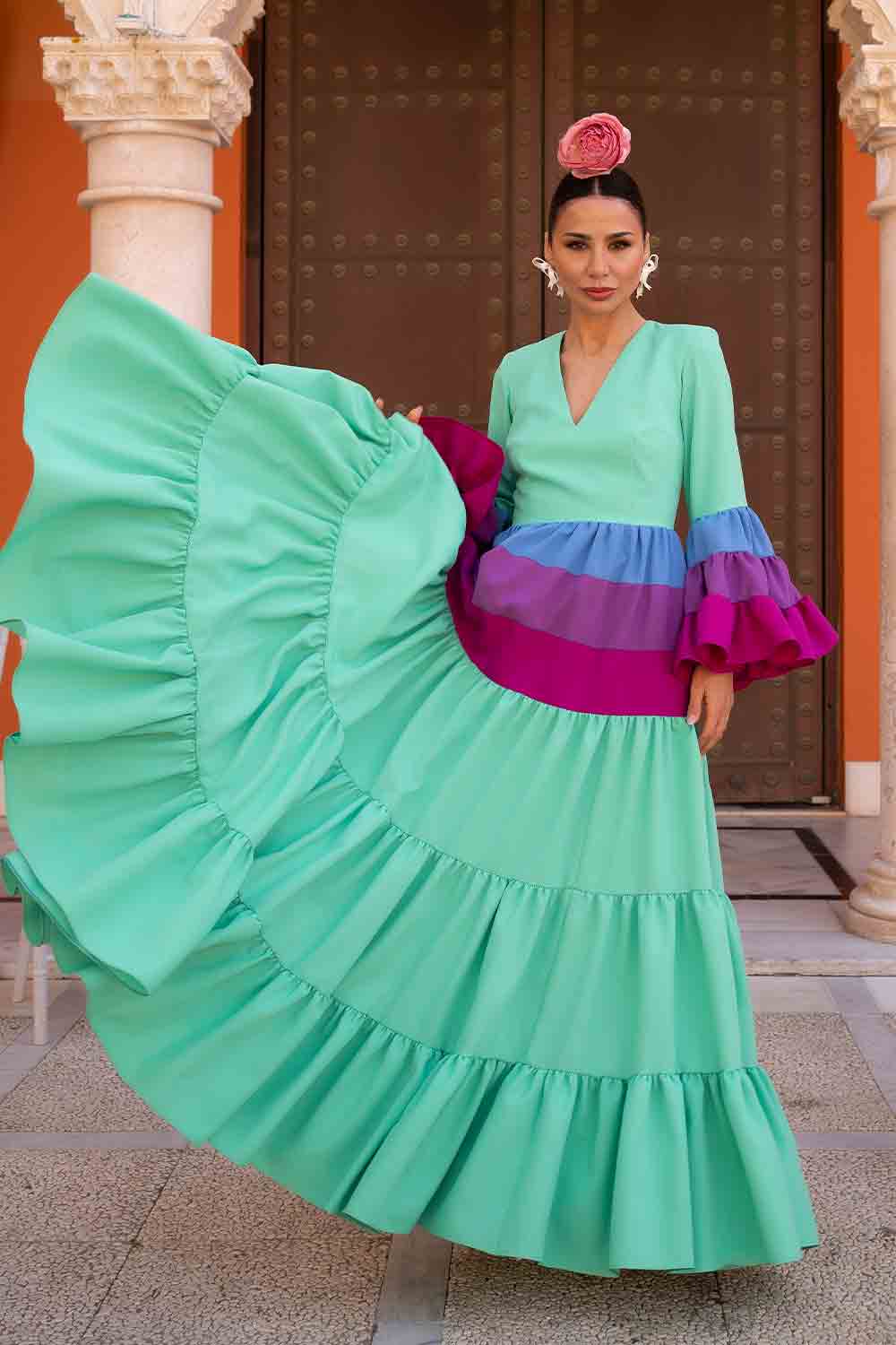 Vestido Cayetana verde agua