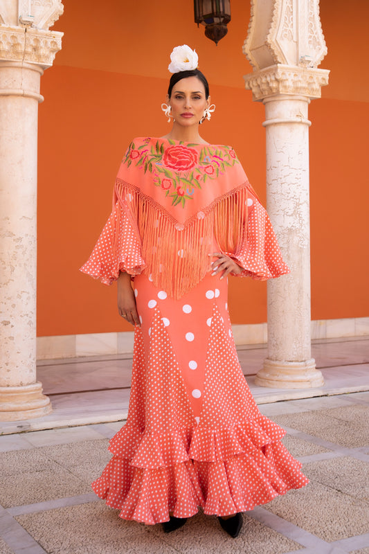 Vestido Rocío coral L/Bco grande