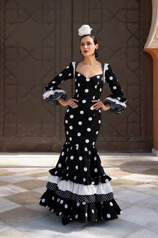 Vestido Ana negro L/Bco grande