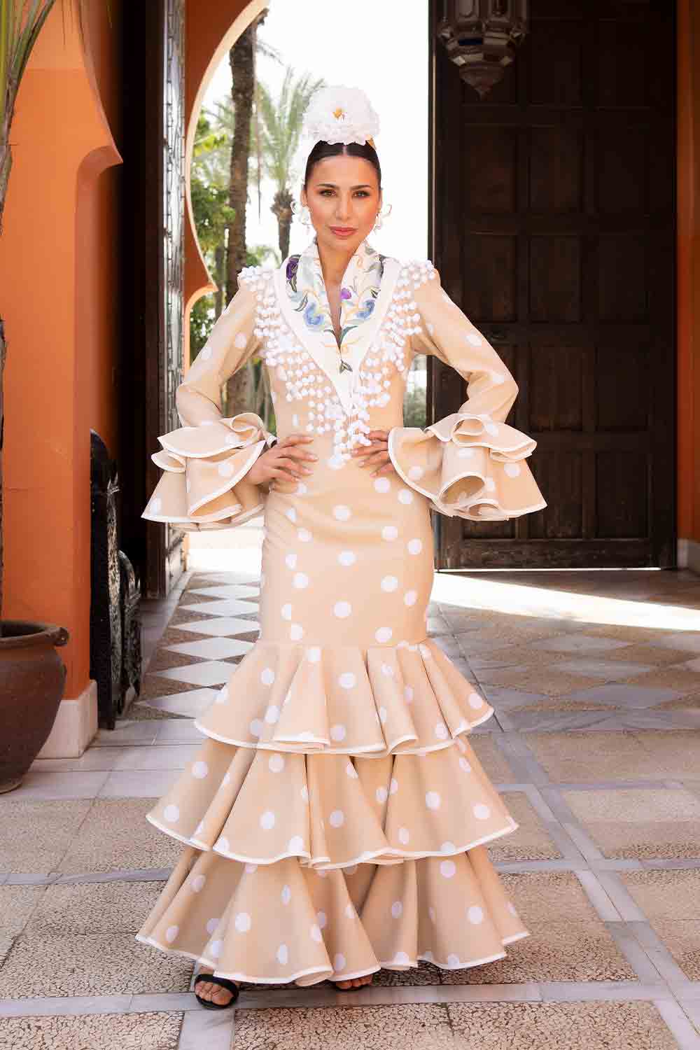 Vestido Sofía camel L/Bco grande