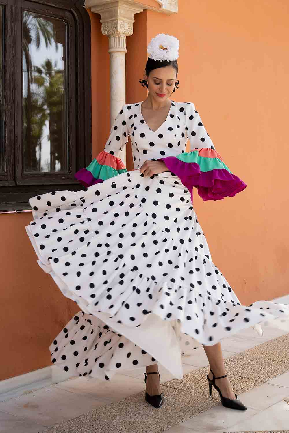 Vestido Cayetana blanco L/Negro grande