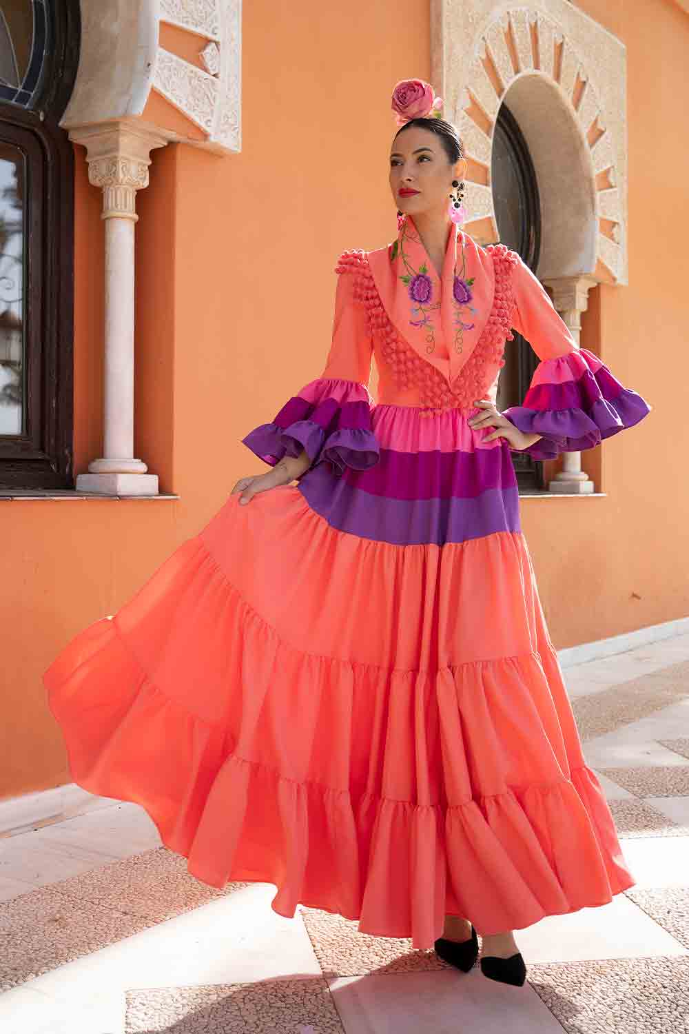 Vestido Cayetana coral